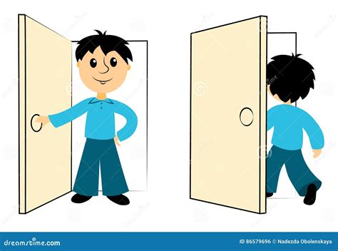 The Boy Enters A Door Stock Vector Illustration Of Elementary 86579696