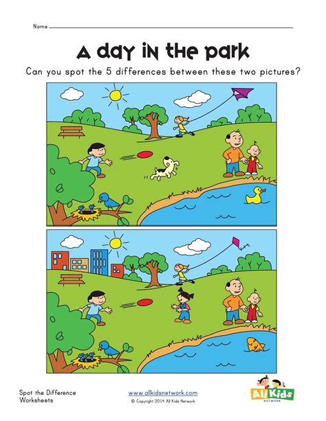 Spot The Difference Park Worksheet Spot The Difference