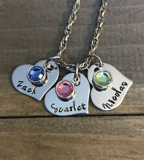 Hand Stamped Heart Name Necklace Name Necklace With