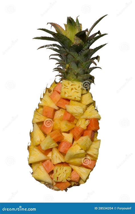 Fresh Cut Pineapple Served In A Natural Bowl Stock Photo Image Of