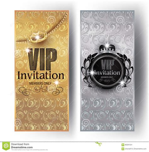 Gold And Silver Vip Invitation Cards With Floral Design
