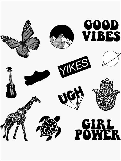 Aesthetic Printable Black And White Stickers Web Create Your Own