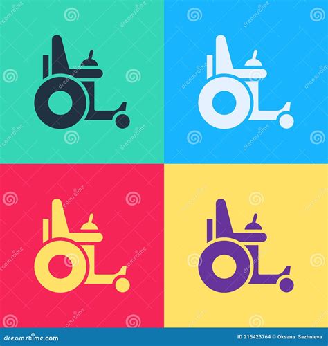 Pop Art Electric Wheelchair For Disabled People Icon Isolated On Color