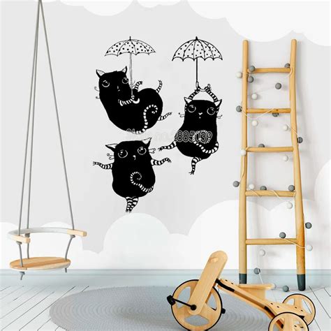 Cute Wall Stickers Dancing Kitties Baby Girl Nursery Wall Decal