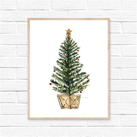 Christmas Tree Watercolor Print