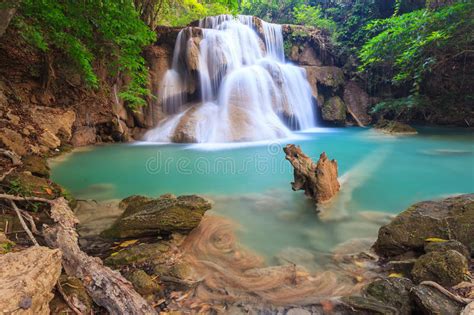 Deep Forest Waterfall In Kanchanaburi Huay Mae Kamin Stock Image