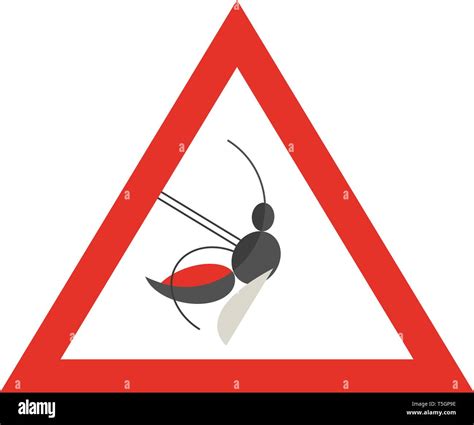 Mosquito Warning Sign Warning Triangle With Gnat Vector Illustration