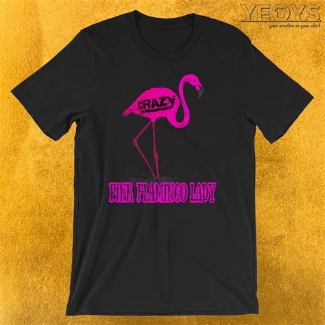 Crazy Pink Flamingo Lady T Shirt