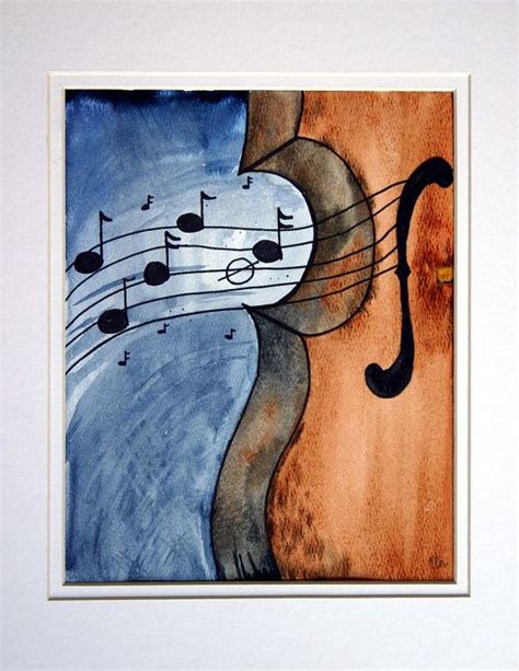 Original Watercolor Art Fiddle Music Music Notes Violin Musical
