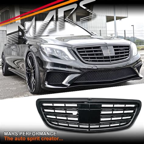 Gloss Black Amg S63 Style Front Bumper Bar Grill Grille For Mercedes