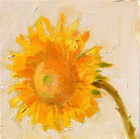 Daily Paintworks Sunny Sunflower Still Life Oil On Canvas 6x6 Price