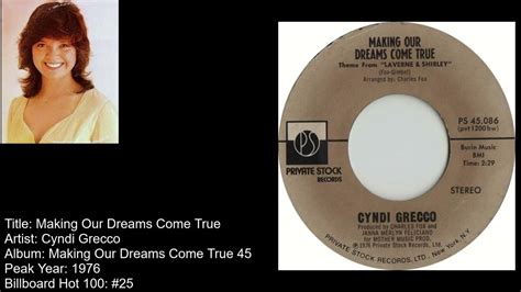 Cyndi Grecco Making Our Dreams Come True Theme From Laverne And