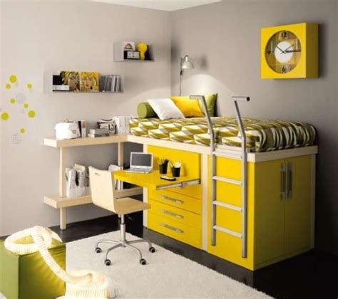 A Room With Yellow Furniture And White Walls