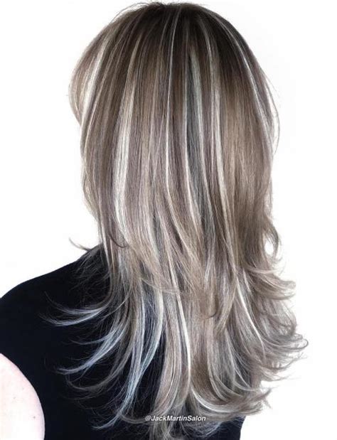 Medium brown hair with blonde highlights. 40 Hair Сolor Ideas with White and Platinum Blonde Hair