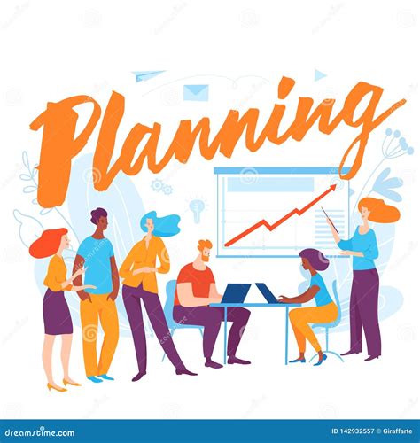 Vector Concept Illustration With Cartoon People Planning Business Stock