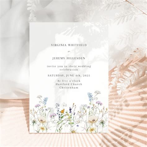 Wildflower Wedding Invitations Etsy