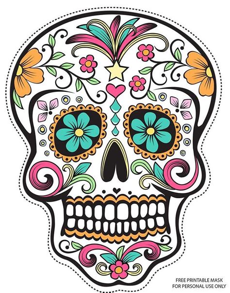 Máscaras mexicanas de día de los muertos. Pintar a " La Catrina " descargables gratuitos preciosos y ...