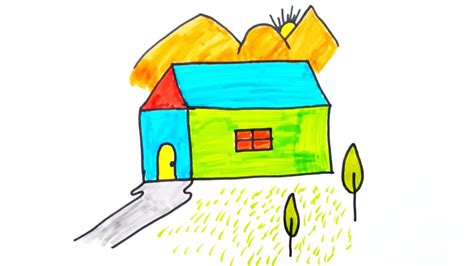 How To Draw An Easy House For Kids Step By Step Youtube