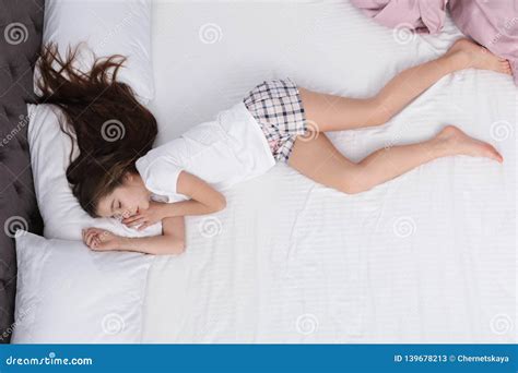 Beautiful Little Girl Sleeping In Bed Stock Image Image Of Cute
