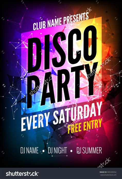 Stock Vector Disco Party Poster Template Night Dance Party Flyer Disco