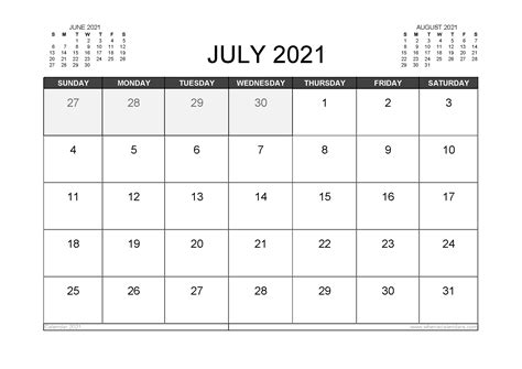 July 2021 Calendar With Holidays Printable Printable Word Searches