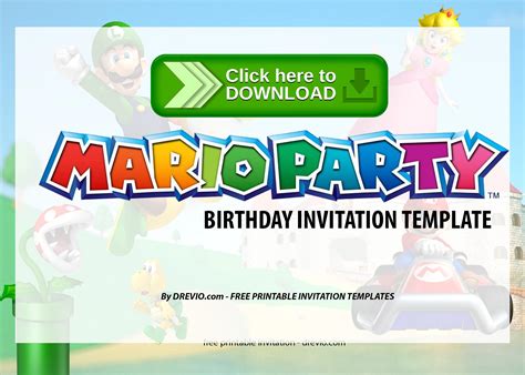 Free Printable Super Mario Party Birthday Invitation Templates