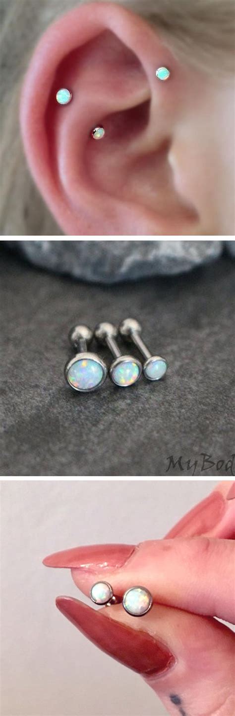 Dazzle Opal Ear Piercing In Opalite Opal Earrings Stud Helix Jewelry Piercings Ear Conch