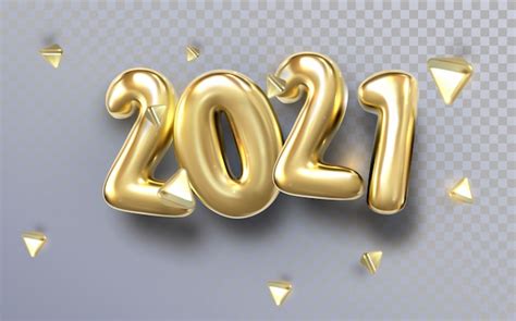 Happy New 2021 Year Holiday Illustration Of Golden Metallic Numbers