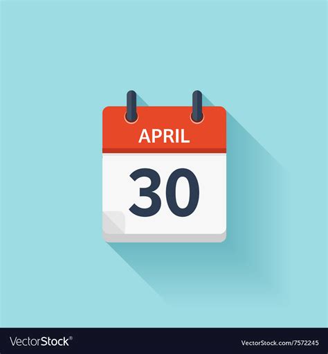 April 30 Flat Daily Calendar Icon Date Royalty Free Vector