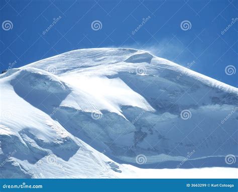 Snowy Mountain Top In The Wind Stock Image Image Of Saas Mountain