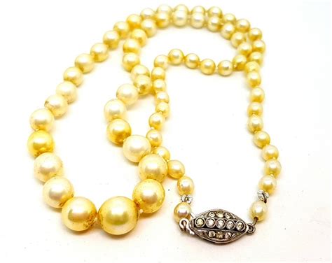 Art Deco Silver Pearl Necklace Circa Antique Vintage Etsy