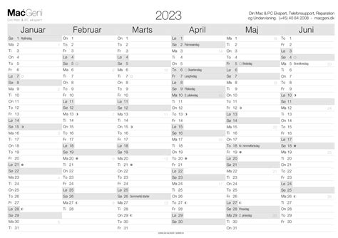 Download Gratis 2023 Kalender Print Selv Pdf I A4 Eller A3 Størrelse