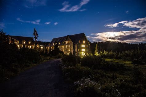 Paradise Inn Mount Rainier National Park Night Shot Of