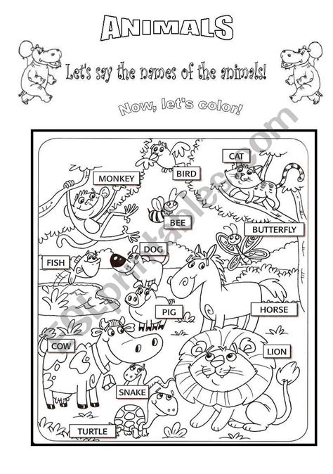 Animals Coloring Pictionary - ESL worksheet by PabloHenrique