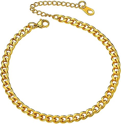 Prosteel Cuban Link Anklet Gold Plated Women Foot Chain 222cm