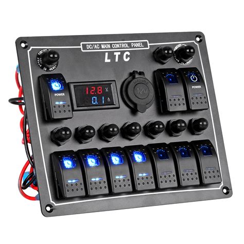 Jiaying rocker switch panel aluminum marine boat rocker switch panel 6 gang with dual usb slot socket + cigarette lighter + digital voltage display led light for car rv vehicles truck. US! Marine Boat Car Switch Panel 10 Gang LED Rocker Blank ...