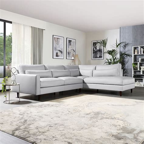 Palermo Light Grey Leather L Shape Corner Sofa Rhf Furniture And Choice