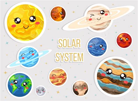 Sistema Solar Con Lindos Planetas De Dibujos Animados Png Dibujos