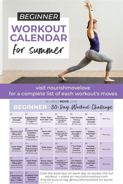 It also keeps track of all the nitty. Beginner Workout Schedule and Workout Calendar - Nourish ...