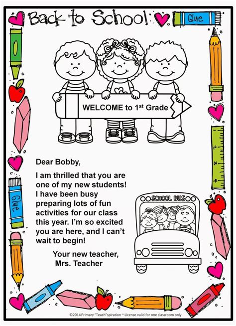 Classroom Freebies Too Back To School Welcome Letter And Postcard