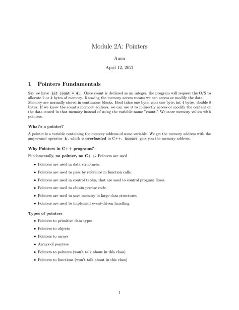 Module 2a Introduction To Pointers And Using Pointers Module 2a