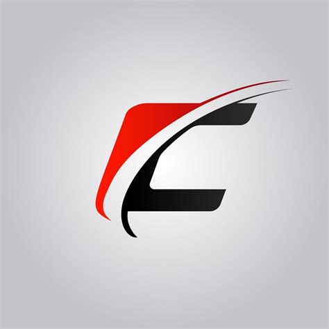 Initial C Letter Logo With Swoosh Colored Red And Black 588145 Vector