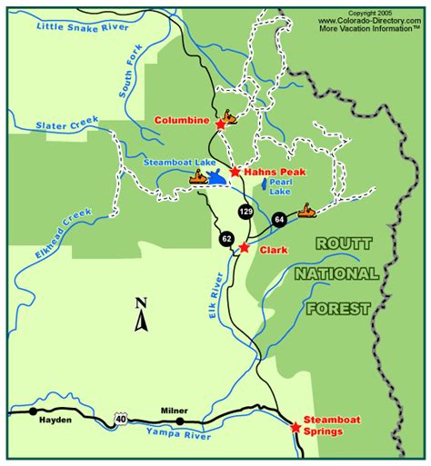 Steamboat Springs East Snowmobile Trails Map Colorado Vacation Directory