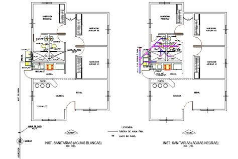 House Sanitary With Plumbing Plan And Electrical Layout Design Cadbull