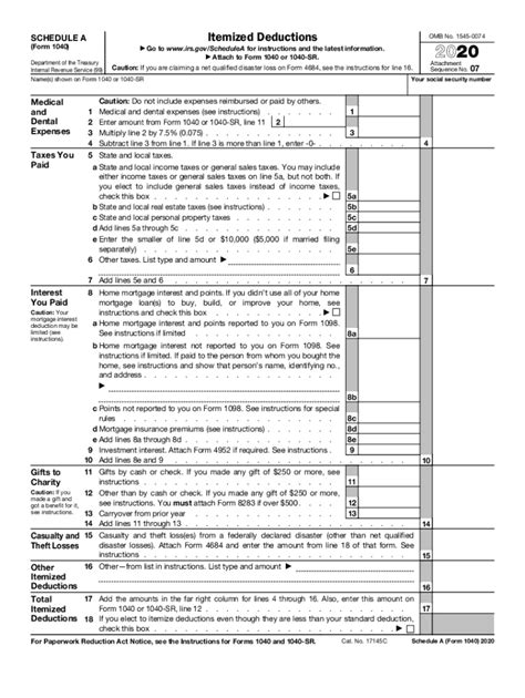 Irs Schedule A Fill Out And Sign Printable Pdf Template Signnow Free