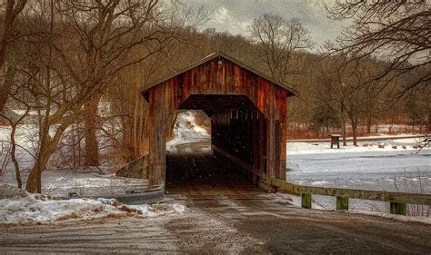 The Old Covered Bridge In Winter Photograph By Mountain Dreams Fine