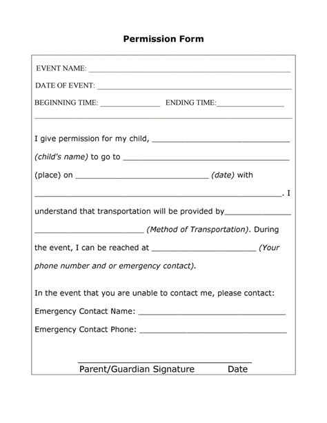 35 Permission Slip Templates And Field Trip Forms Field Trip Release Form