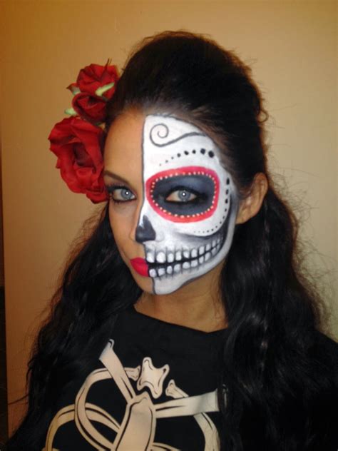 Simple Dia De Los Muertos Makeup Half Face