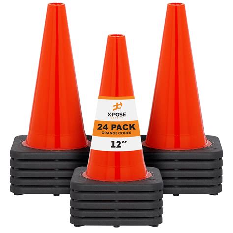 12 Inch Orange Traffic Cones 24 Pack Multipurpose Pvc Plastic Safety