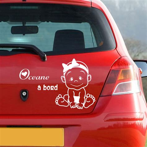 sticker bébé à bord personnalisable souriante stickers auto voitures ambiance sticker